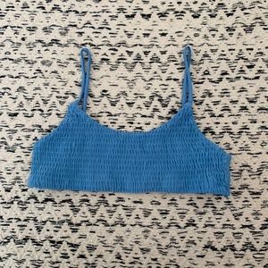 Blue Smocked Bikini Top
